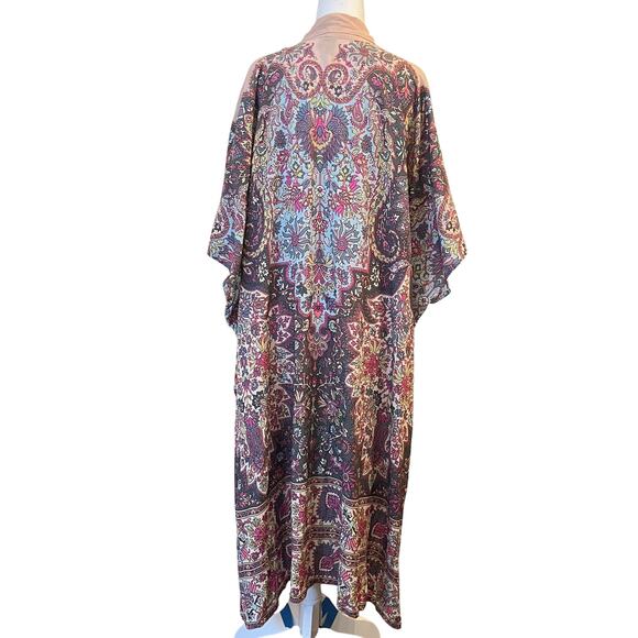 Blank London Kimono One Size Fits S M L XL Paisley Robe Cover Up Pink Boho Beach - Picture 6 of 14